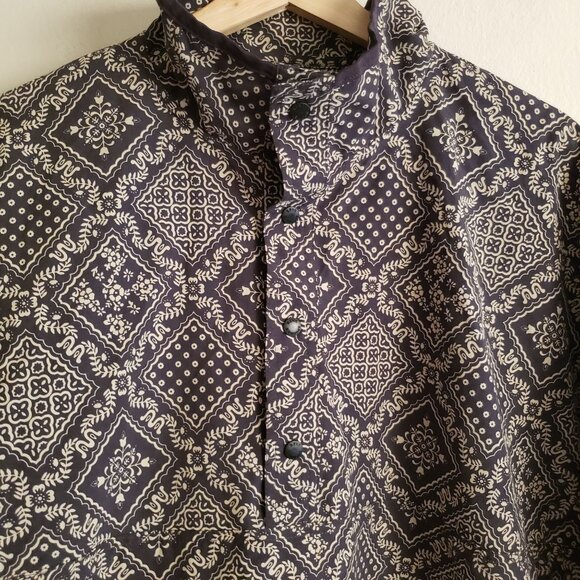 Reyn Spooner Lahaina Jacket L Black Bandana Print Lightweight Pullover - Picture 3 of 11